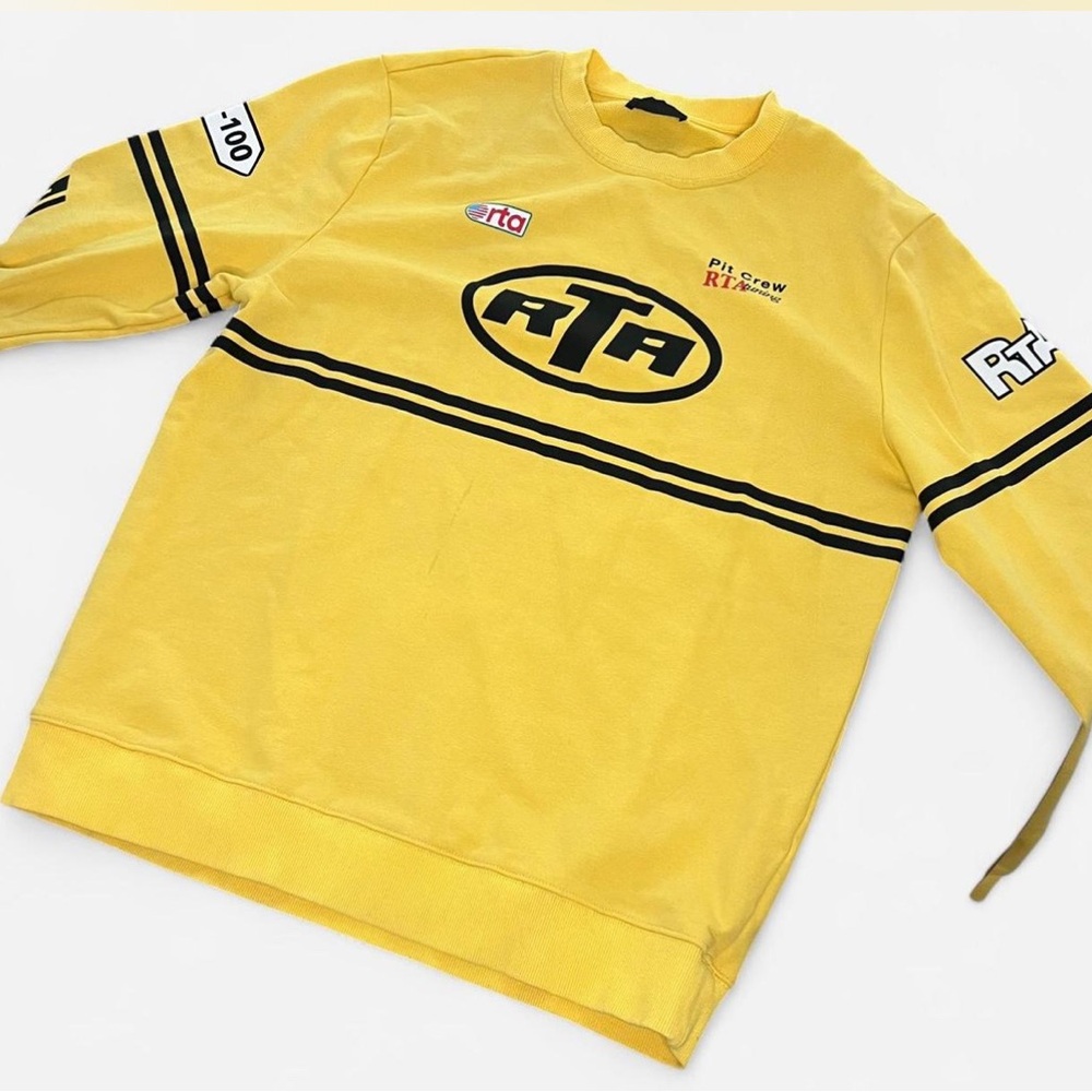 RtA Road‎ to Awe Yellow Pit Crew Moto Racing Graphic Sweatshirt - Rare Size XL